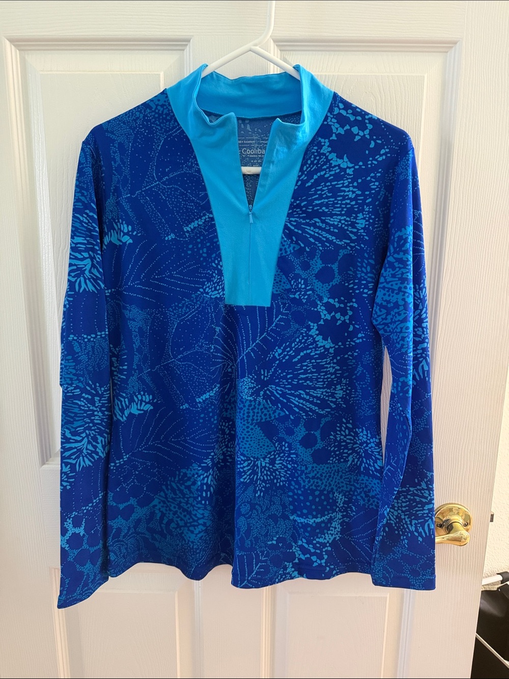 Coolibar Blue Multi-Tone Quarter-Zip Sun Shirt